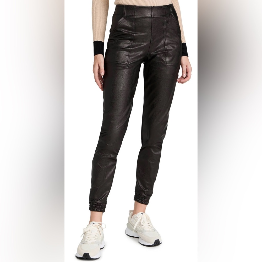 Spanx Faux Leather black joggers Size Small